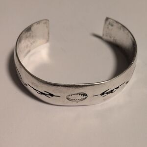 Vintage Sterling Silver Southwest Cuff Bracelet – Kokopelli Etched Design, Heavy